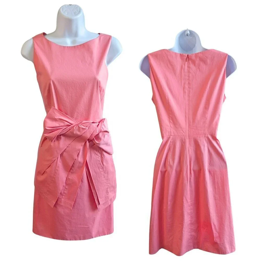 2013/15 PAULE KA Pink Coquette Cotton Sleeveless Tie Sheath Mini Dress Size 36/4